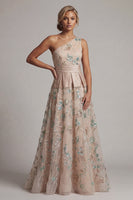 Load image into Gallery viewer, Sparkly A Line Floral Long Champagne Sequin Mother of the Bride Dress