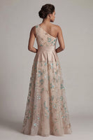 Load image into Gallery viewer, Sparkly A Line Floral Long Champagne Sequin Mother of the Bride Dress