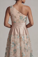 Load image into Gallery viewer, Sparkly A Line Floral Long Champagne Sequin Mother of the Bride Dress