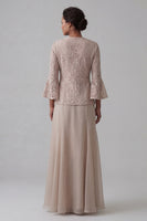 Load image into Gallery viewer, Champagne A Line V-Neck Long Mother of the Bride Dress with Jacket