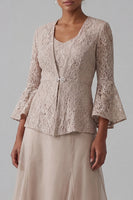 Load image into Gallery viewer, Champagne A Line V-Neck Long Mother of the Bride Dress with Jacket