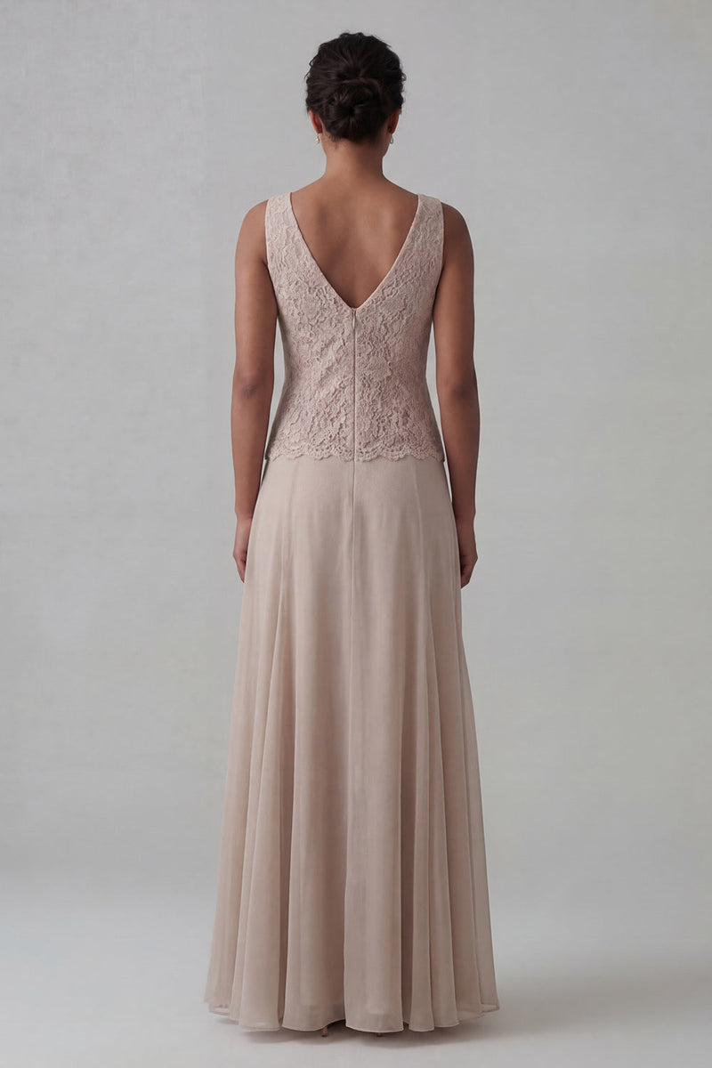 Load image into Gallery viewer, Champagne A Line V-Neck Long Mother of the Bride Dress with Jacket