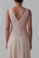 Load image into Gallery viewer, Champagne A Line V-Neck Long Mother of the Bride Dress with Jacket