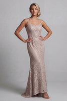 Load image into Gallery viewer, Champagne Long Scoop Neck Mermaid Mother of the Bride Dress with Jacket