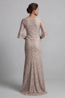Load image into Gallery viewer, Champagne Long Scoop Neck Mermaid Mother of the Bride Dress with Jacket