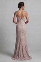 Load image into Gallery viewer, Champagne Long Scoop Neck Mermaid Mother of the Bride Dress with Jacket
