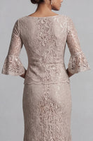 Load image into Gallery viewer, Champagne Long Scoop Neck Mermaid Mother of the Bride Dress with Jacket