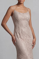 Load image into Gallery viewer, Champagne Long Scoop Neck Mermaid Mother of the Bride Dress with Jacket