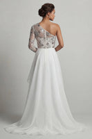 Load image into Gallery viewer, Sparkly White Sequin A Line Long Mother of the Bride Dress with Ruffles
