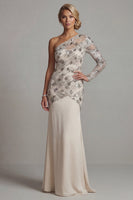 Load image into Gallery viewer, Sparkly Apricot Floral Long Mermaid Sequin Mother of the Bride Dress