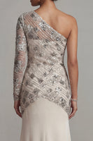 Load image into Gallery viewer, Sparkly Apricot Floral Long Mermaid Sequin Mother of the Bride Dress