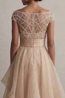 Load image into Gallery viewer, Blush Beaded A Line Long Mother of the Bride Dress with Ruffles