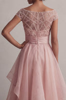 Load image into Gallery viewer, Blush Beaded A Line Long Mother of the Bride Dress with Ruffles
