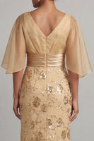 Load image into Gallery viewer, Mermaid Long Champagne Floral Mother of the Bride Dress