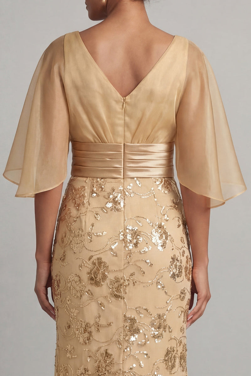 Load image into Gallery viewer, Mermaid Long Champagne Floral Mother of the Bride Dress