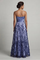 Load image into Gallery viewer, Floral Strapless Long A Line Navy Mother of the Bride Dress