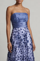 Load image into Gallery viewer, Floral Strapless Long A Line Navy Mother of the Bride Dress