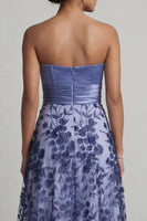 Load image into Gallery viewer, Floral Strapless Long A Line Navy Mother of the Bride Dress
