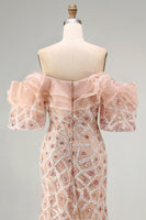 Load image into Gallery viewer, Sparkly Champagne Mermaid Long Sequin Beaded Mother of the Bride Dress with Ruffles