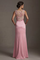 Load image into Gallery viewer, Pink Mermaid Floral Long Mother of the Bride Dress with Pocket