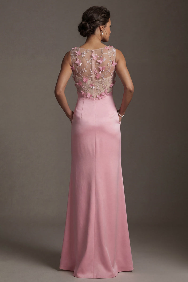 Load image into Gallery viewer, Pink Mermaid Floral Long Mother of the Bride Dress with Pocket