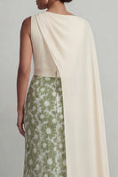 Load image into Gallery viewer, Green Mermaid Floral Long Mother of the Bride Dress with Side Cape