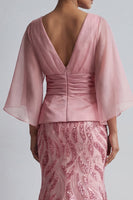 Load image into Gallery viewer, Mermaid Long Sparkly Sequin Pink Ruched Mother of the Bride Dress