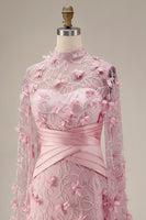 Load image into Gallery viewer, Mermaid Floral Long Pink Ruched Mother of the Bride Dress with Cape