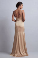 Load image into Gallery viewer, Sparkly Champagne Mermaid Long Beaded Mother of the Bride Dress with Cape