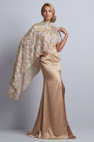 Load image into Gallery viewer, Sparkly Champagne Mermaid Long Beaded Mother of the Bride Dress with Cape
