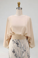 Load image into Gallery viewer, Champagne Floral Mermaid Sparkly Beaded Long Mother of the Bride Dress with Pockets