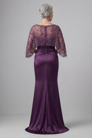 Load image into Gallery viewer, Sparkly Dark Purple Boat Neck Mermaid Long Beaded Mother of the Bride Dress