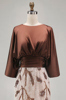Load image into Gallery viewer, Floral Lace Boat Neck Ruched Coffee Mermaid Long Mother of the Bride Dress