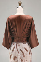 Load image into Gallery viewer, Floral Lace Boat Neck Ruched Coffee Mermaid Long Mother of the Bride Dress