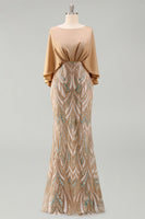 Load image into Gallery viewer, Mermaid Sparkly Sequin Champagne Long Mother of the Bride Dress