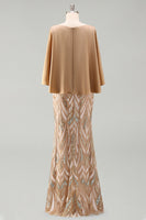 Load image into Gallery viewer, Mermaid Sparkly Sequin Champagne Long Mother of the Bride Dress