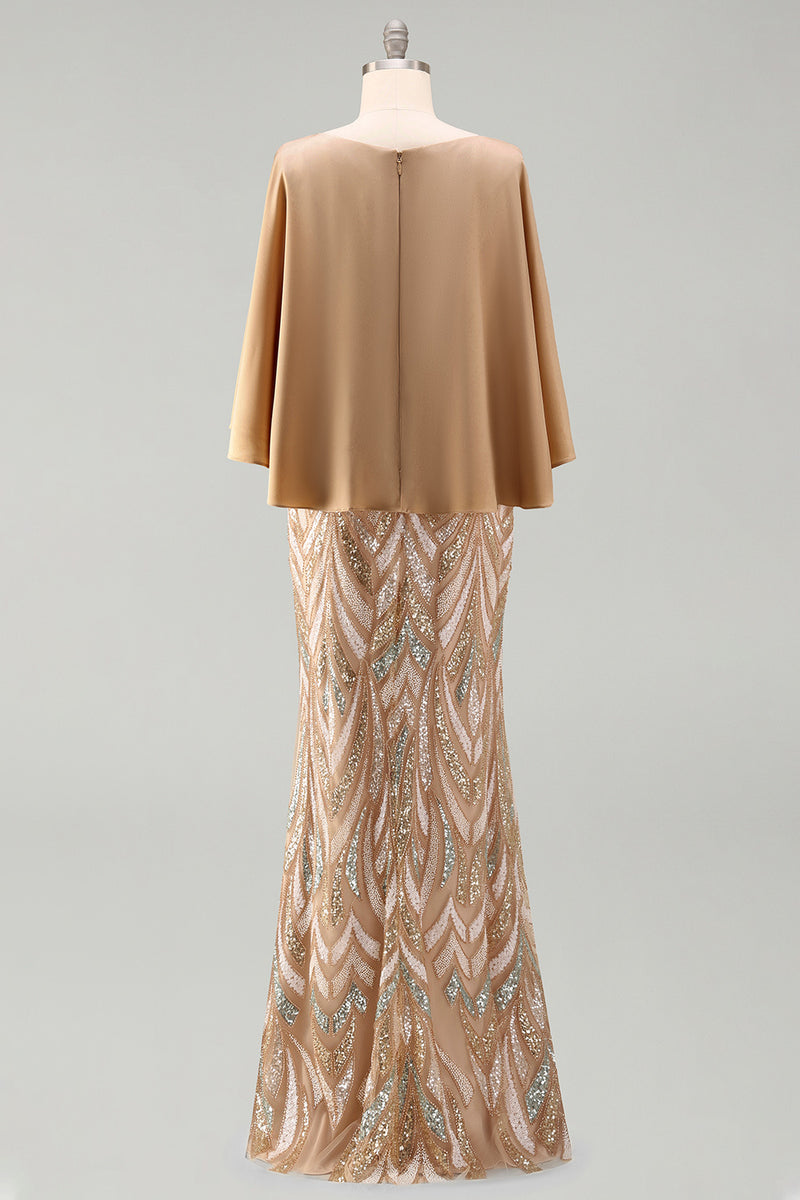 Load image into Gallery viewer, Mermaid Sparkly Sequin Champagne Long Mother of the Bride Dress