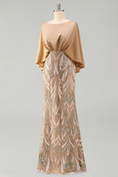 Load image into Gallery viewer, Mermaid Sparkly Sequin Champagne Long Mother of the Bride Dress
