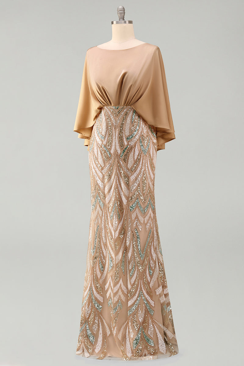 Load image into Gallery viewer, Mermaid Sparkly Sequin Champagne Long Mother of the Bride Dress