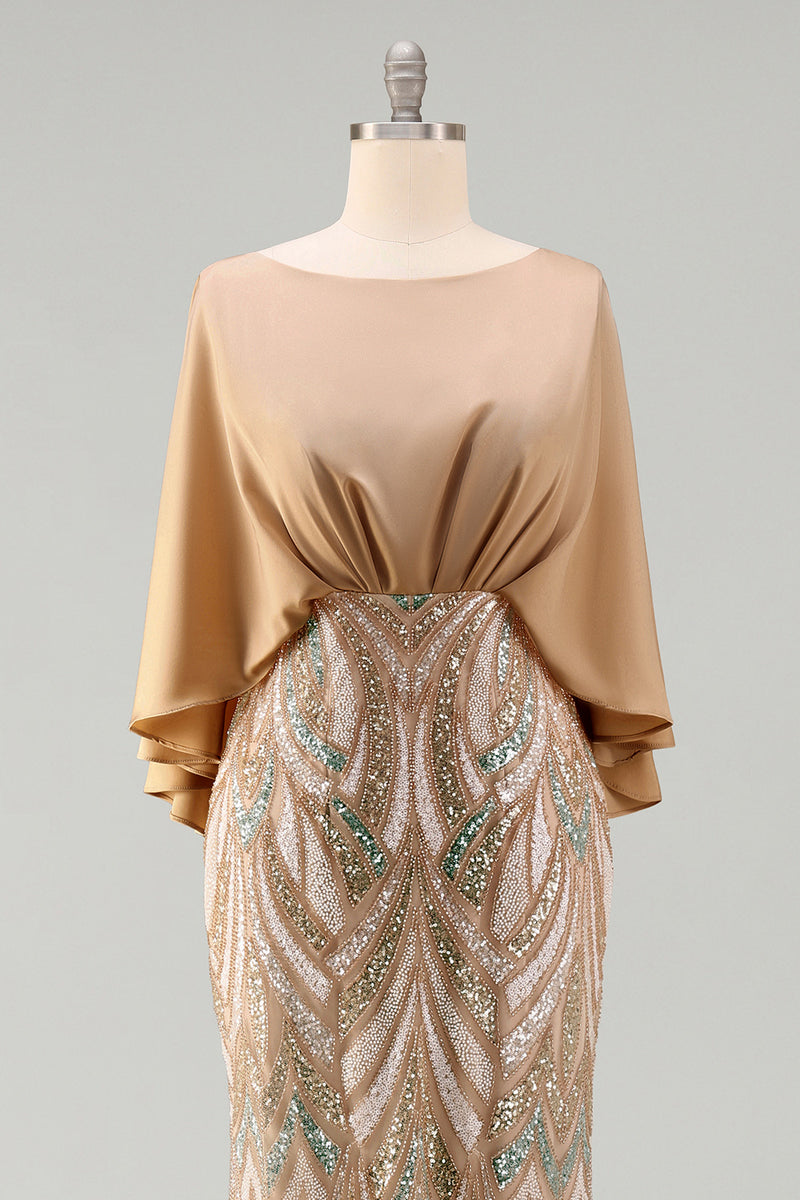 Load image into Gallery viewer, Mermaid Sparkly Sequin Champagne Long Mother of the Bride Dress