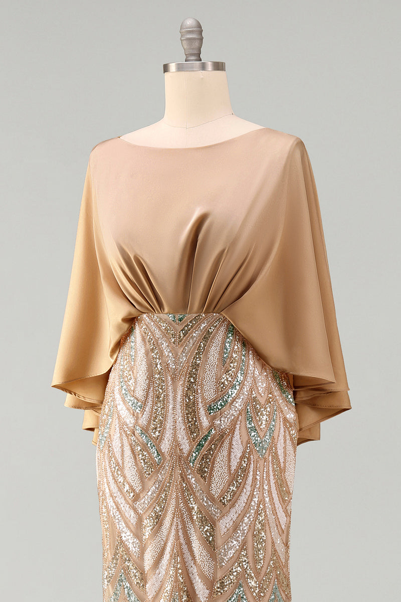 Load image into Gallery viewer, Mermaid Sparkly Sequin Champagne Long Mother of the Bride Dress