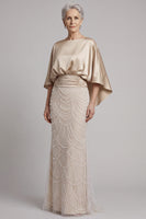 Load image into Gallery viewer, Champagne Mermaid Sparkly Beaded Long Mother of the Bride Dress with Pockets