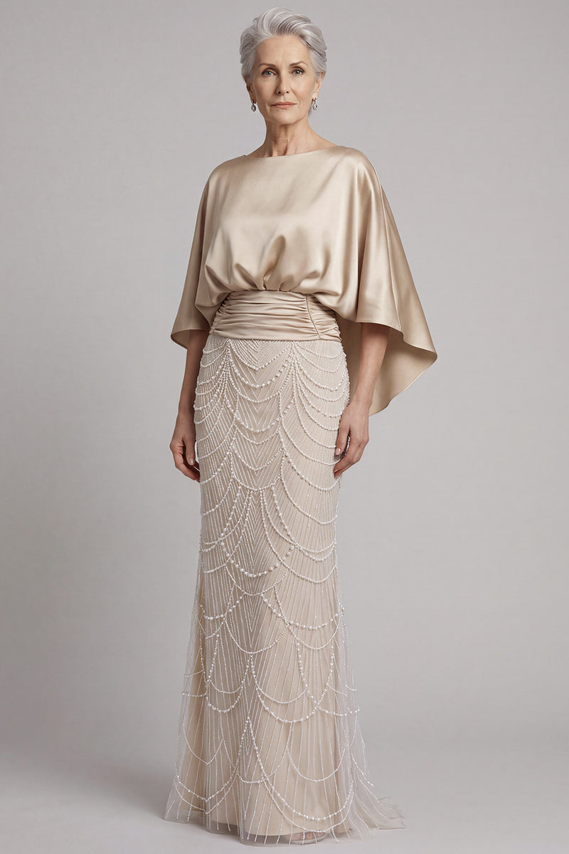 Load image into Gallery viewer, Champagne Mermaid Sparkly Beaded Long Mother of the Bride Dress with Pockets