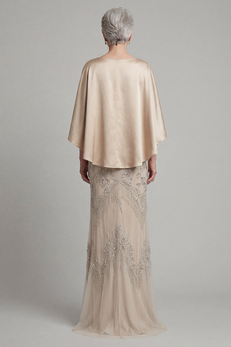 Load image into Gallery viewer, Champagne Mermaid Sparkly Beaded Long Mother of the Bride Dress with Pockets