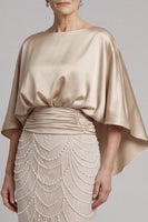 Load image into Gallery viewer, Champagne Mermaid Sparkly Beaded Long Mother of the Bride Dress with Pockets