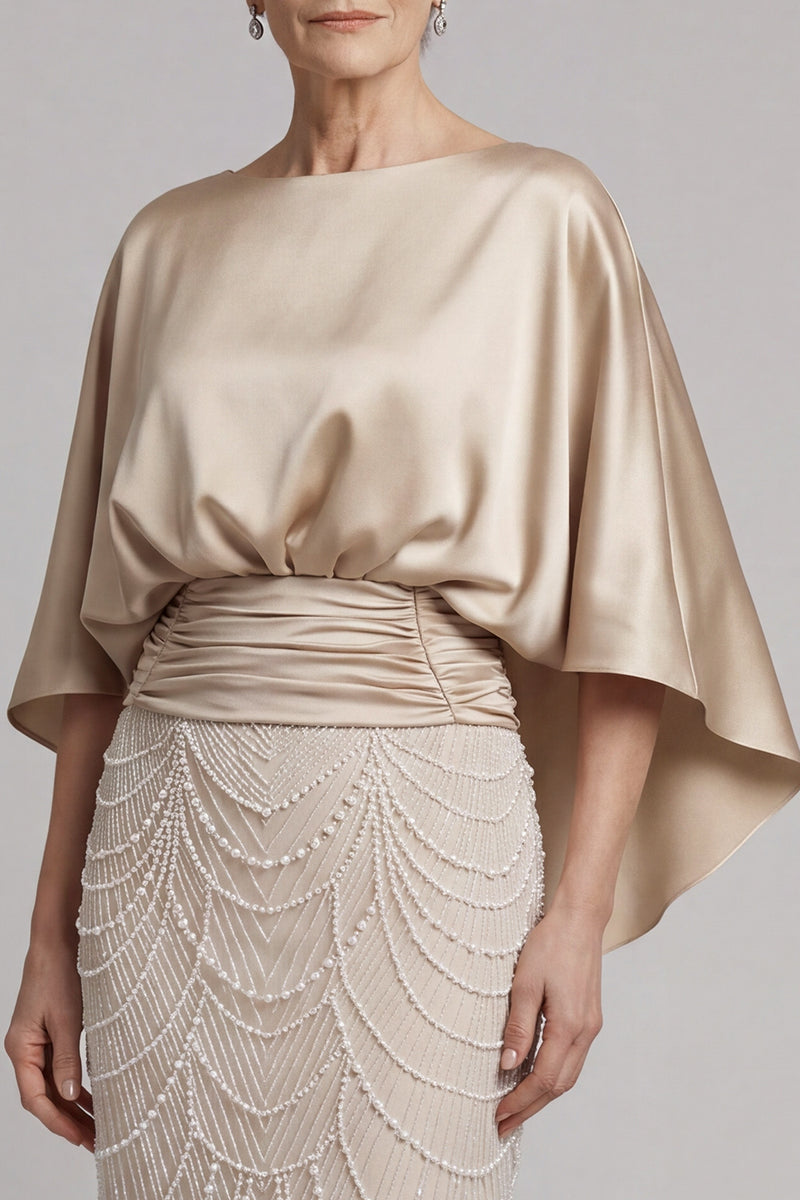 Load image into Gallery viewer, Champagne Mermaid Sparkly Beaded Long Mother of the Bride Dress with Pockets