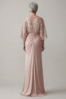 Load image into Gallery viewer, Sparkly Blush Mermaid Boat Neck Floral Beaded Long Mother of the Bride Dress