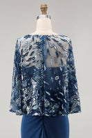 Load image into Gallery viewer, Mermaid Floral Sparkly Navy Sequin Long Ruched Mother of the Bride Dress