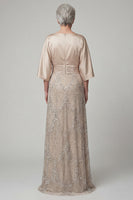 Load image into Gallery viewer, Boat Neck A Line Sparkly Beaded Champagne Long Mother of the Bride Dress
