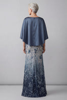 Load image into Gallery viewer, Mermaid Long Floral Navy Sparkly Sequin Mother of the Bride Dress